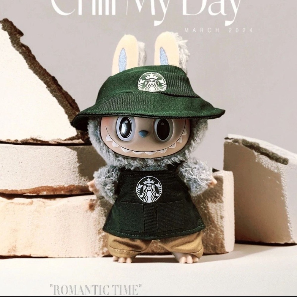 Labubu Clothes *Clothes Only* Labubu green Coffee Barista Outfit starbucks